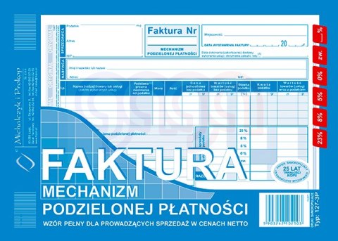 127-3P Faktura mechanizm podzielonej płatności dla prowadzących sprzedaż w cenach netto 127-3P