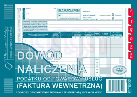 163-3E Dowód naliczenia podatku od towarów i usług (faktura wewn.) czynności opodatkowane zrównane ze sprzedażą w cenach netto 1