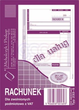 233-5 Rachunek dla zwolnionych podmiotowo z VAT - dla usług 233-5