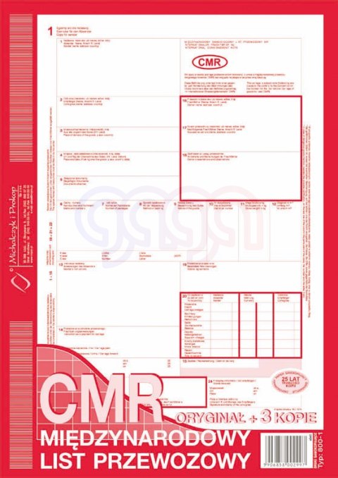 800-1 CMR Międzynarodowy list przewozowy 800-1