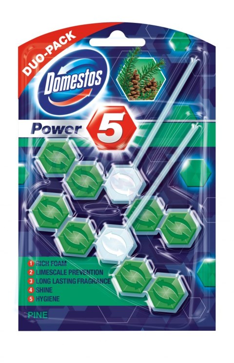 DOMESTOS Zawieszka do toalety POWER5 DUO PINE 5x2x55g 03259