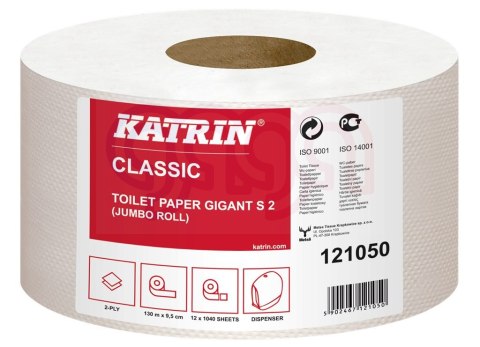 Papier toaletowy, duże rolki KATRIN CLASSIC Gigant S 2 130, 121050, opakowanie: 12 rolek