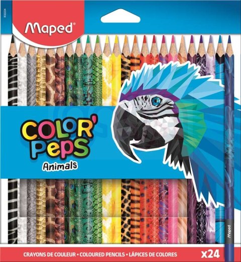 Kredki COLORPEPS ANIMALS trójkątne 24 kolorów 832224 MAPED