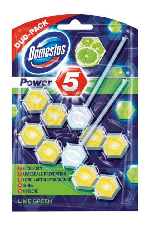 DOMESTOS Zawieszka do toalety POWER5 DUO LIME 5x2x55g 03204