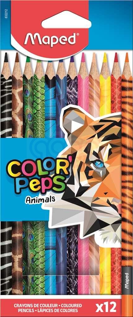 Kredki COLORPEPS ANIMALS trójkątne 12kolorów 832212 MAPED