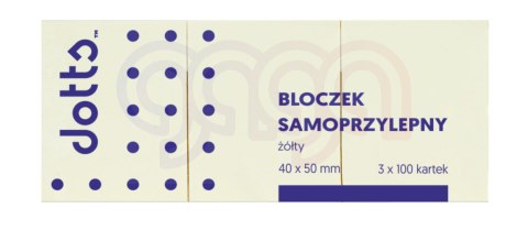 Bloczek samoprzylepny DOTTS 40x50 żółty 100 kartek (3szt) (NS50/40/3/D)