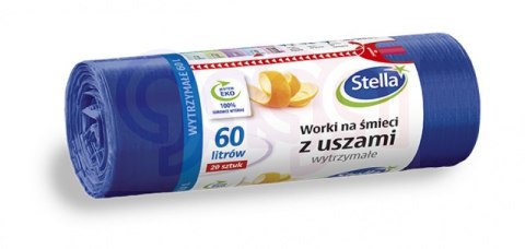 Worki na śmieci z uszami wytrzymałe 60L 20szt. granatowe (HD-LD) STELLA