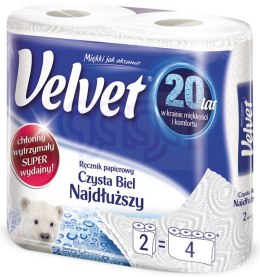 Ręcznik Velvet Extra Long Biały 2 rolki 100% celuloza