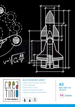 Blok techniczny A3 10k 160g CREATINIO, czarny 400079854