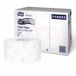 Papier toaletowy Tork PREMIUM mini jumbo, 2 warstwy, kolor biały, makulatura, 170m, (12) system T2 110253