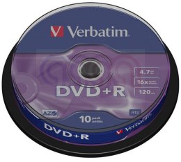 Płyta DVD+R VERBATIM CAKE(10) 4.7GB x16 Matt Silver 43498